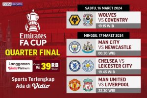 Jadwal Siaran Langsung Piala FA 2023/2024 Babak Perempat Final