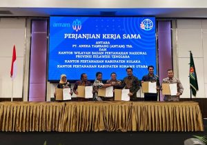 PT Antam Tbk bersama BPN Sultra Kerja Sama Guna Amankan Aset Pertambangan